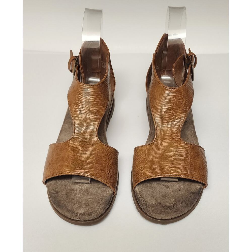 Kim Rogers Finley Faux Leather Brown Low Wedge Sandal Shoes Size 6M - Picture 4 of 13